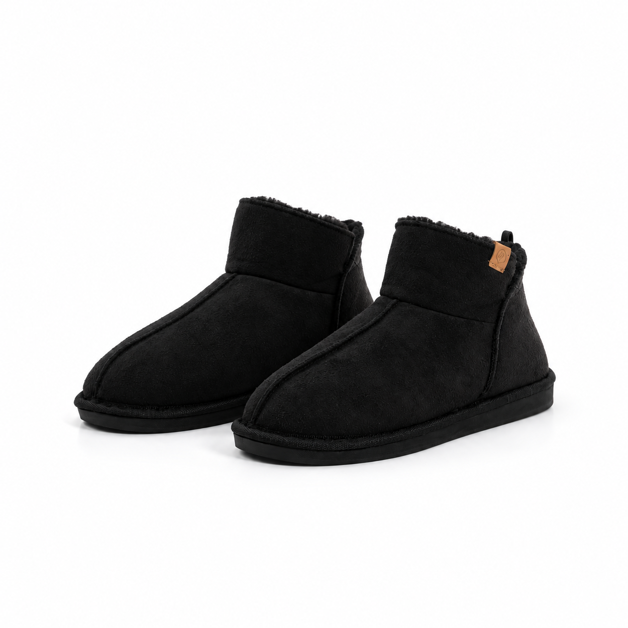 Botins de Interior Mulher “Cozy Feet” • Efeito Camurça com Forro Polar • Preto