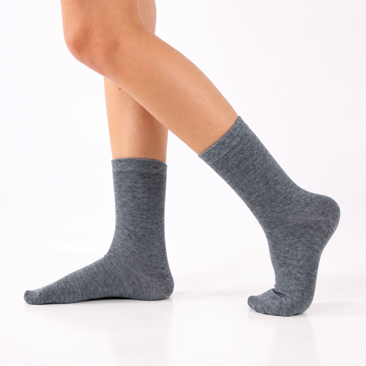 Meias “Soft Comfort” • Suaves e Sem Costuras • Algodão • Pack 3 Pares • Cinza Médio B