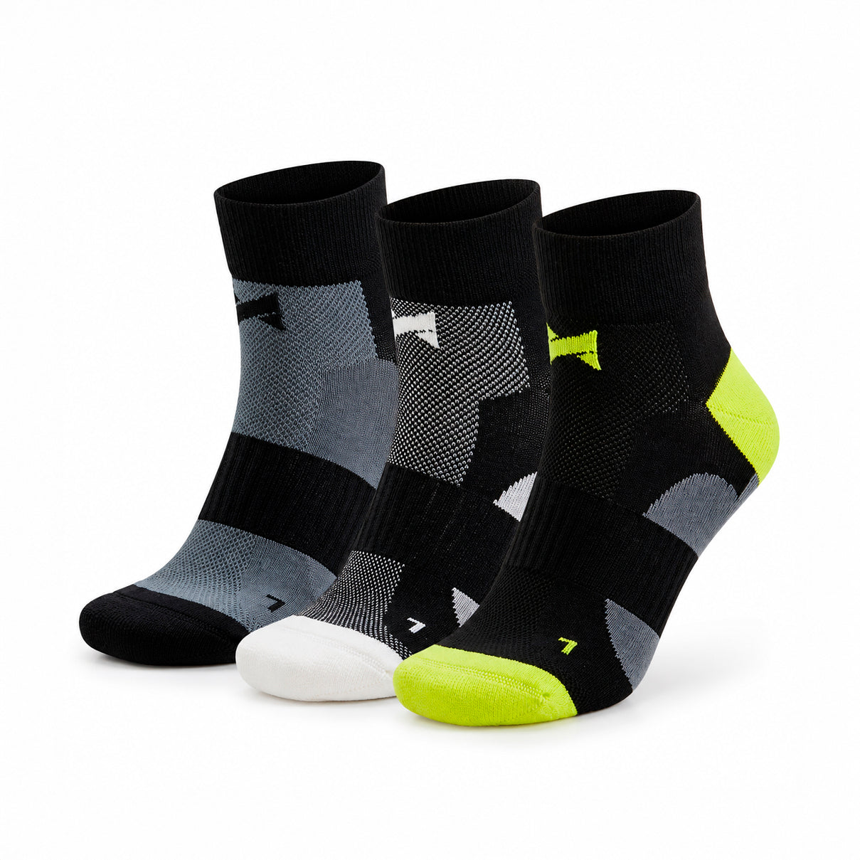Meias de Ciclismo Cano Curto "Quick Dry" • Ajuste e Proteção • Pack 3 Pares • Multi Preto