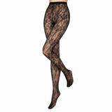Collants “Dark Floral” • Padrão Floral em Renda • Preto