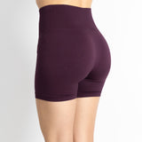 Cojunto de top e calções justos de mulher, na cor bordô, para desporto, como fitness, ginásio, corrida treinos...