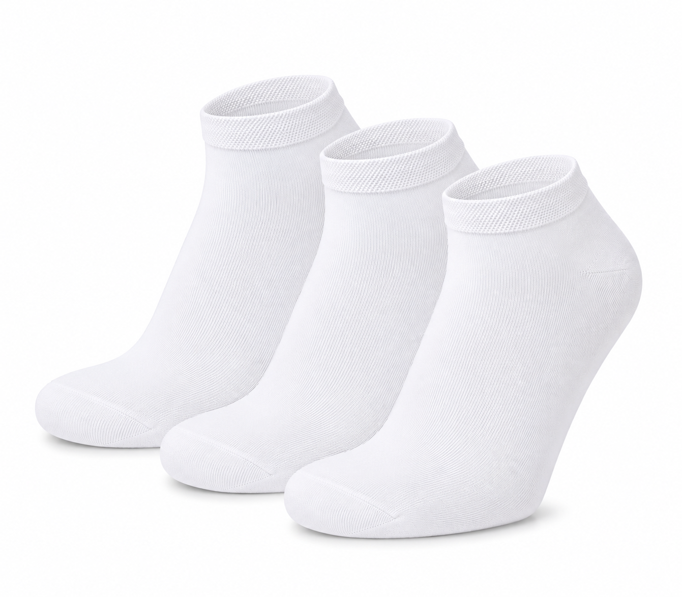 Meias Curtas “Silk Touch” ● Suavidade Extrema Bambu ● Pack 3 Pares ● Branco