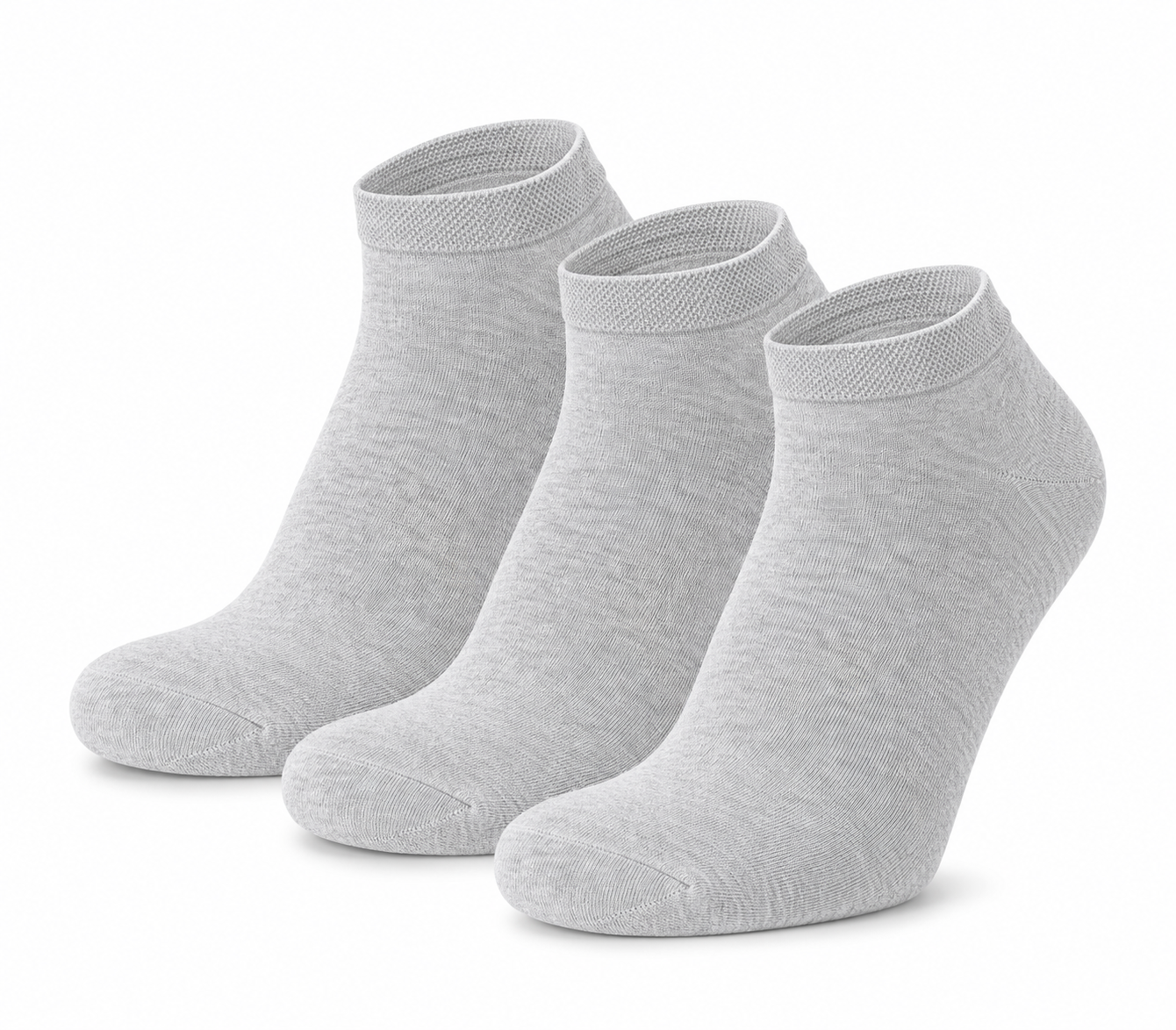 Meias Curtas “Silk Touch” ● Suavidade Extrema Bambu ● Pack 3 Pares ● Cinza