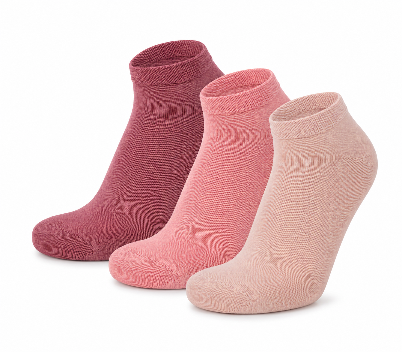 Meias Curtas “Silk Touch” ● Suavidade Extrema Bambu ● Pack 3 Pares ● Multi Rosa