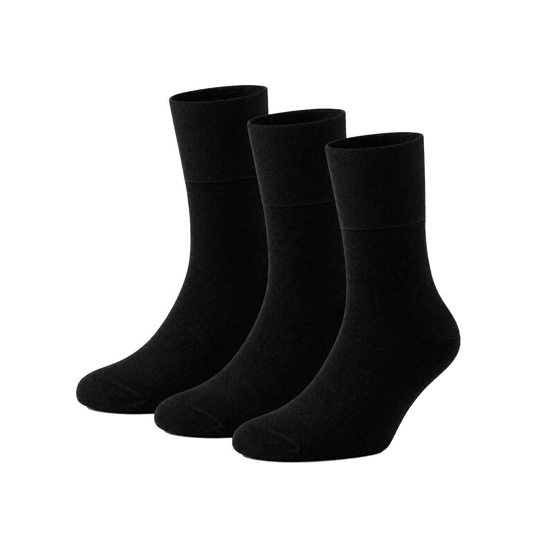 Meias “Silk Touch” • Para Diabéticos • Anti-Press • Bambu • Pack 3 • Preto