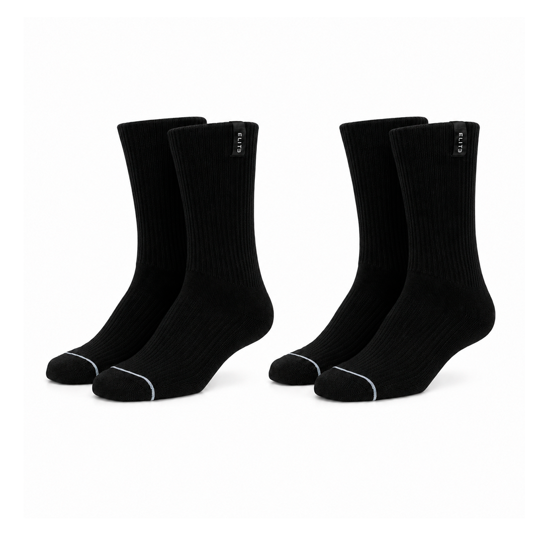 Meias Elite em Algodão Premium • Preto • Pack 2 Pares