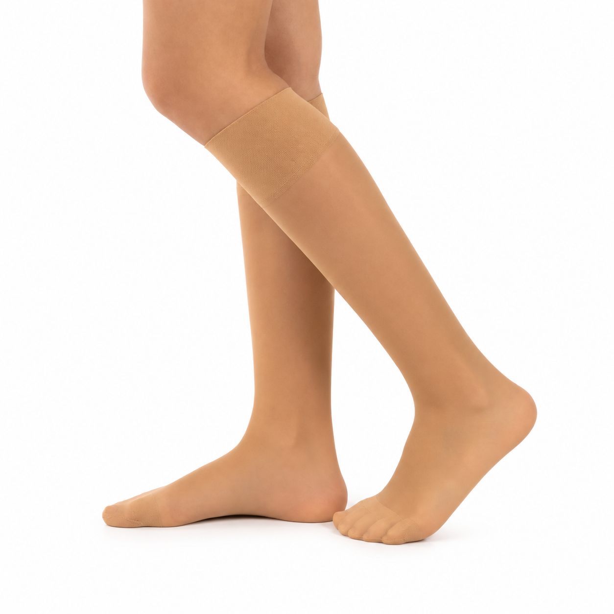 Meias Executivas "Pure Elegance" • Brilho Acetinado • Pack 5 Pares • Bege Claro
