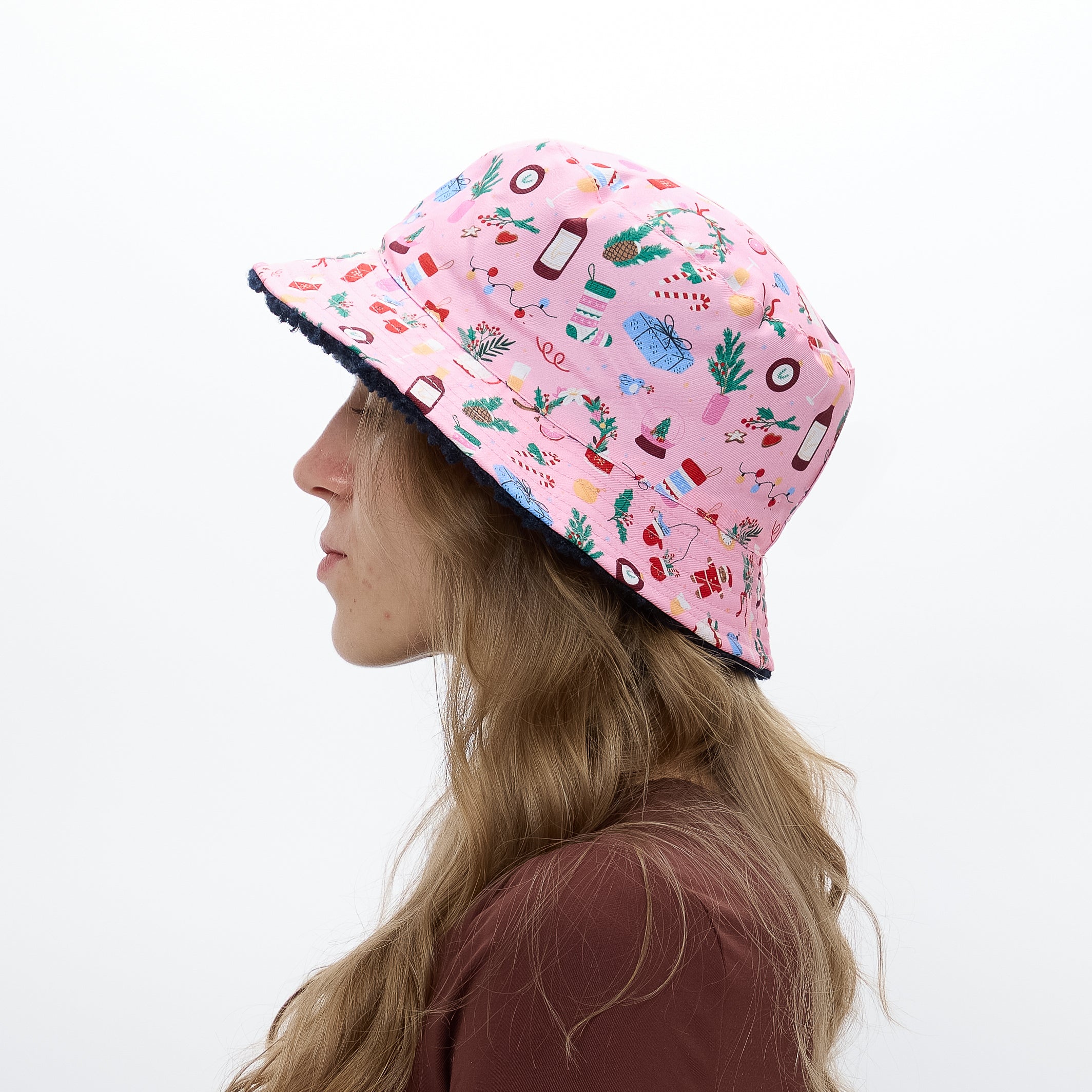 Chapéu Bucket de Natal Reversível