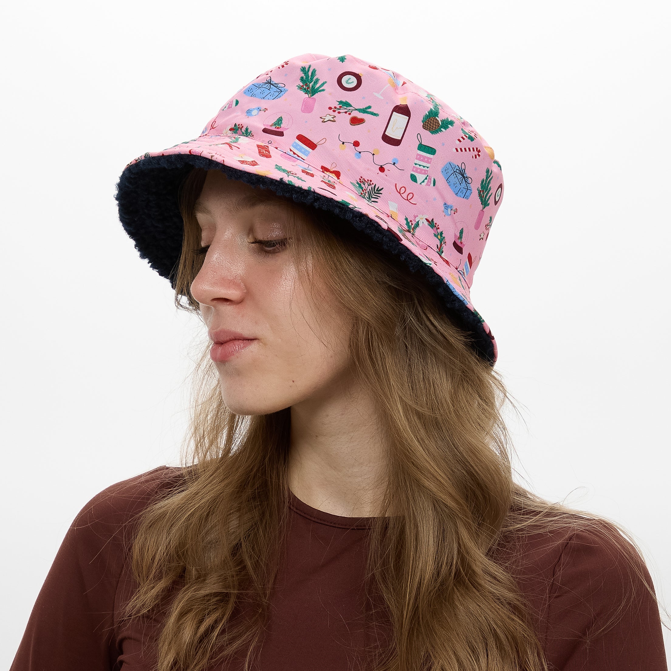 Chapéu Bucket de Natal Reversível