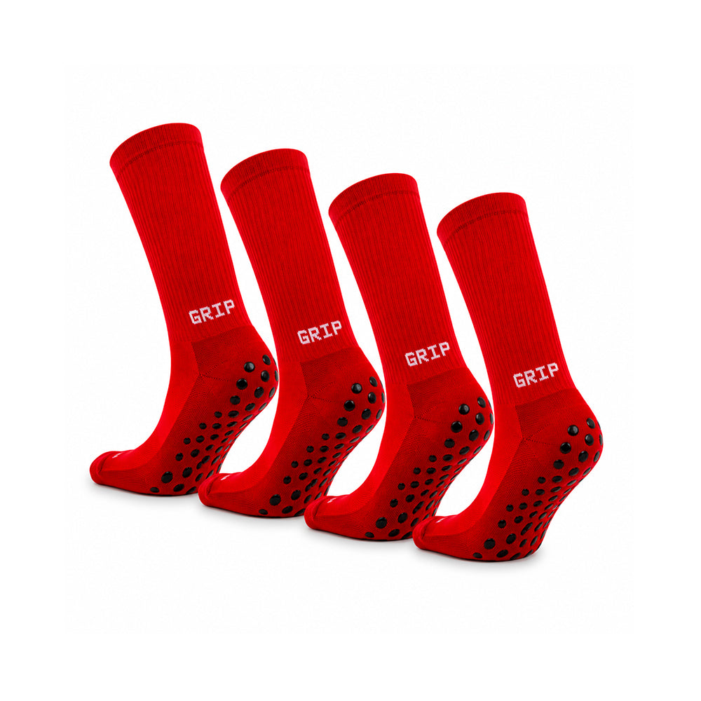 Meias Grip Pro • Antiderrapantes • Pack 2 Pares • Vermelho