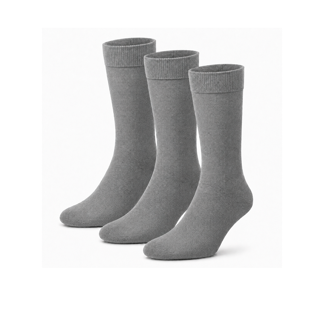 Meias “Merino Daily” • Conforto Térmico Lã Merino • Pack 3 Pares • Cinza