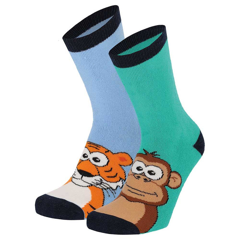 Pack de 2 meias de criança em algodão, antiderrapantes e sem costuras, com desenhos divertidos de emojis. Conforto e segurança máxima para o uso diário e pés sempre quentinhos.