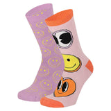 Pack de 2 meias de criança em algodão, antiderrapantes e sem costuras, com desenhos divertidos de emojis. Conforto e segurança máxima para o uso diário e pés sempre quentinhos.