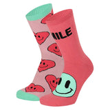 Pack de 2 meias de criança em algodão, antiderrapantes e sem costuras, com desenhos divertidos de emojis. Conforto e segurança máxima para o uso diário e pés sempre quentinhos.