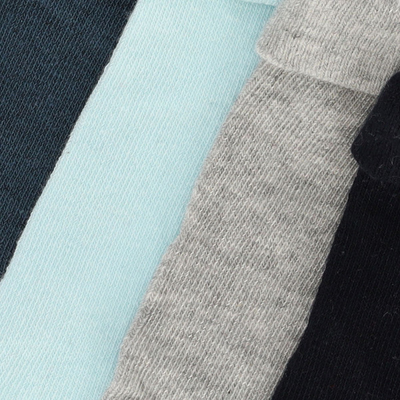 Pack de 4 meias de bebé em algodão, suaves e sem costuras, com punho dobrável unicolor.