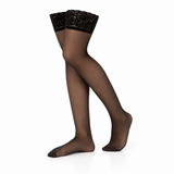 Meias de Liga “Hold Up” • Renda Floral • 20 DEN • Preto