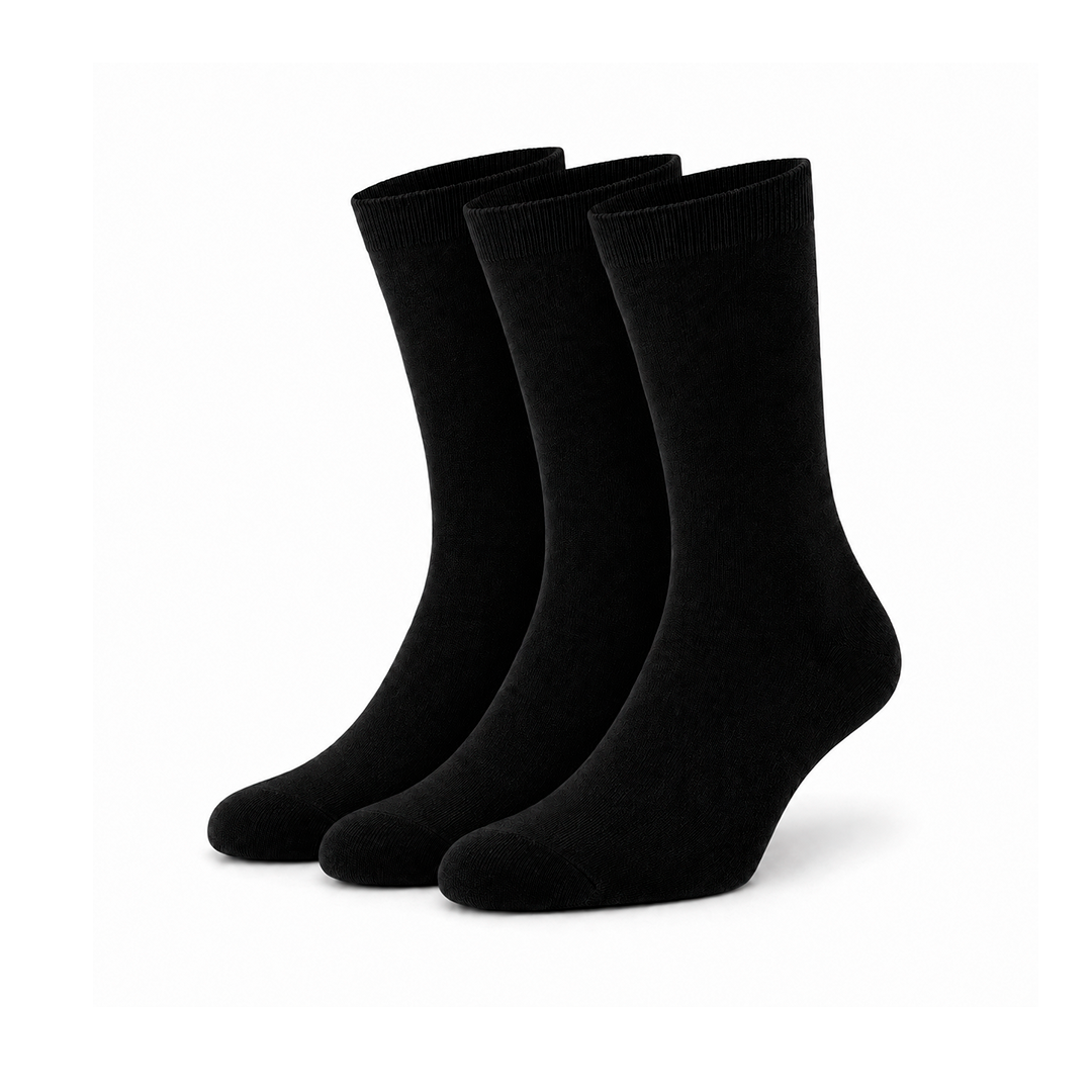 Meias em Bambu "Silk Touch" • Suavidade Extrema • Pack 3 Pares • Preto