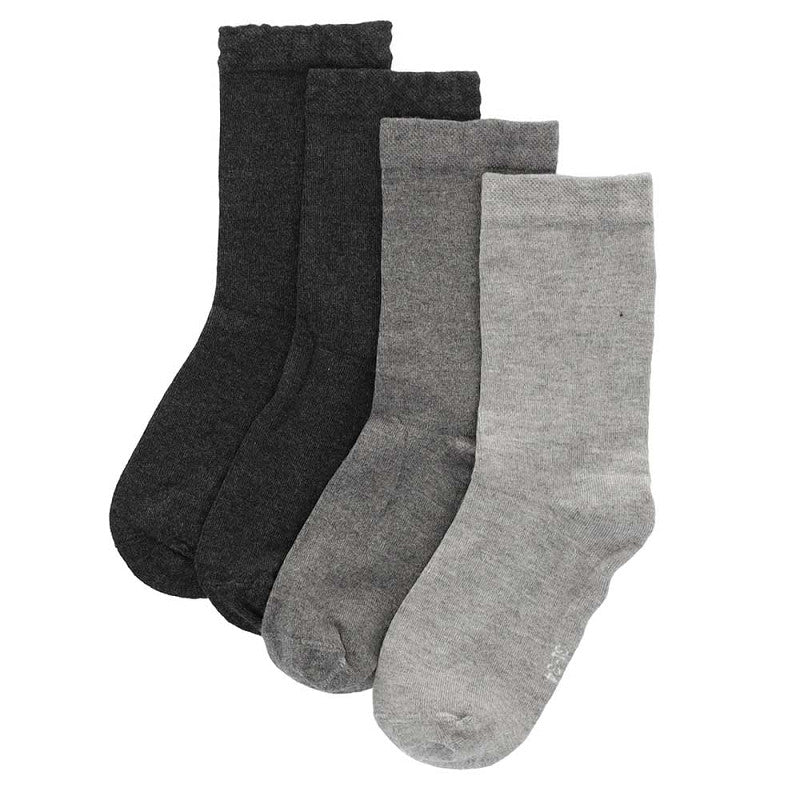 Meias para criança, na cor cinza, em fibra de bambu. Meias frescas e suaves.