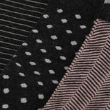 Meias clássicas com padrão, para mulher, em fibra de bambu, na cor rosa e preto. Meias frescas e suaves.
