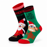 Meias de Natal “Monkey Christmas” • Divertidas • Pack 2 Pares • Criança