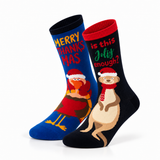 Meias de Natal “Happy Socksgiving” • Divertidas • Pack 2 Pares • Criança
