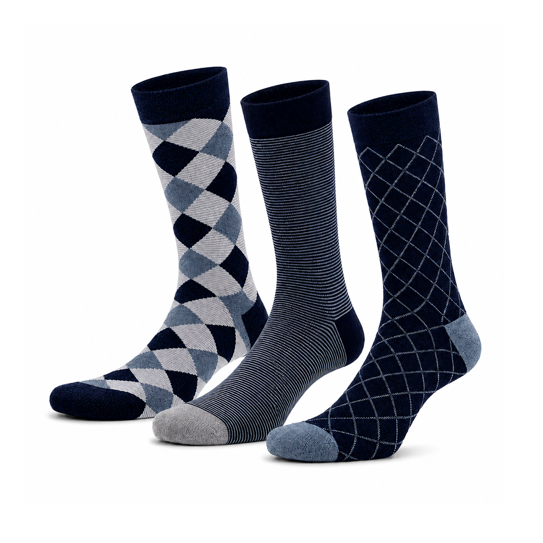 Meias “Bambu Trendy” • Toque de Seda de Bambu • Pack 3 Pares • Azul