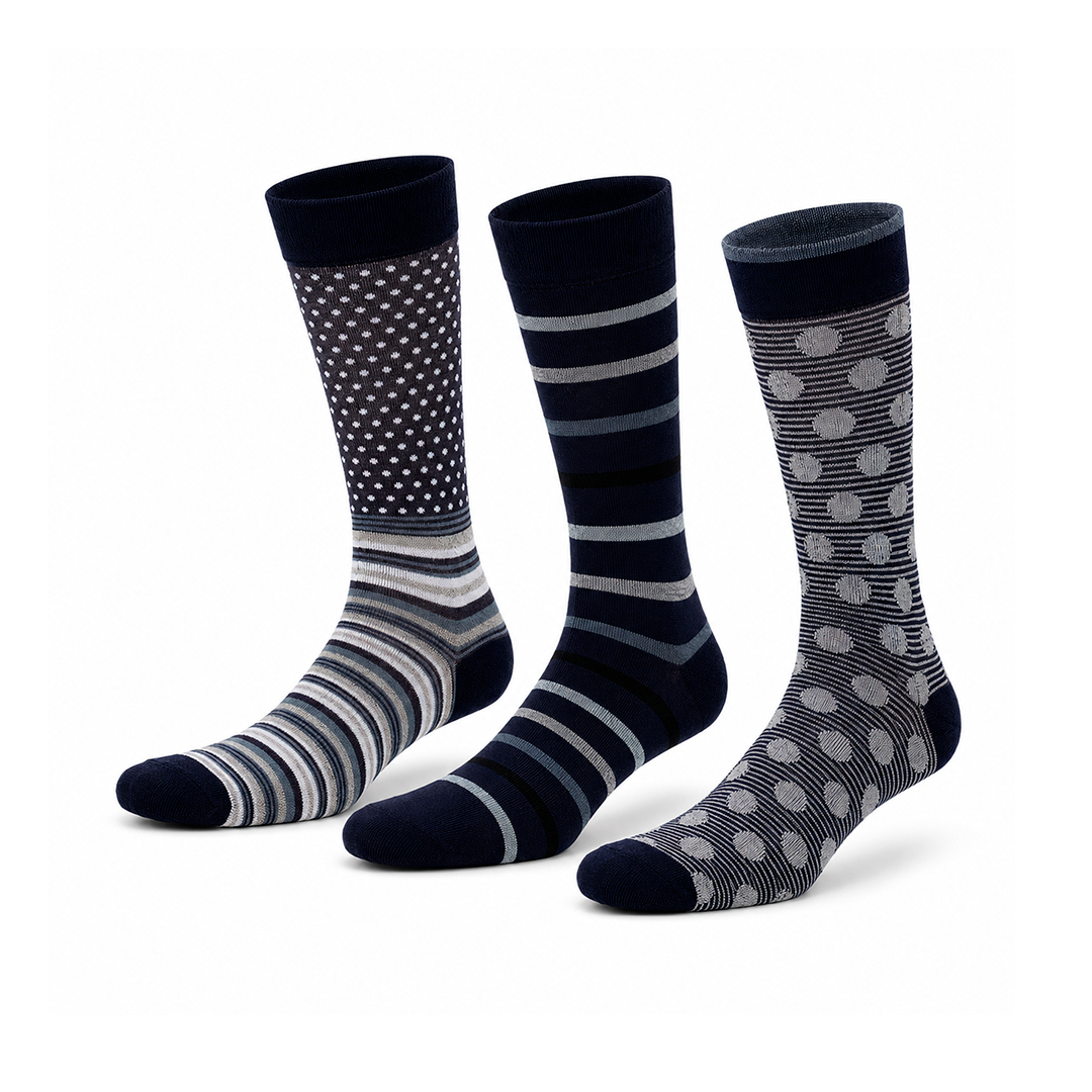 Meias “Bambu Trendy” • Toque de Seda de Bambu • Pack 3 Pares • Marinho