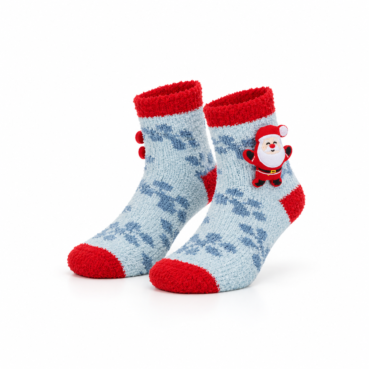 Meias de Natal “Ho Ho Socks” • Antiderrapantes com Pai Natal 3D • Criança