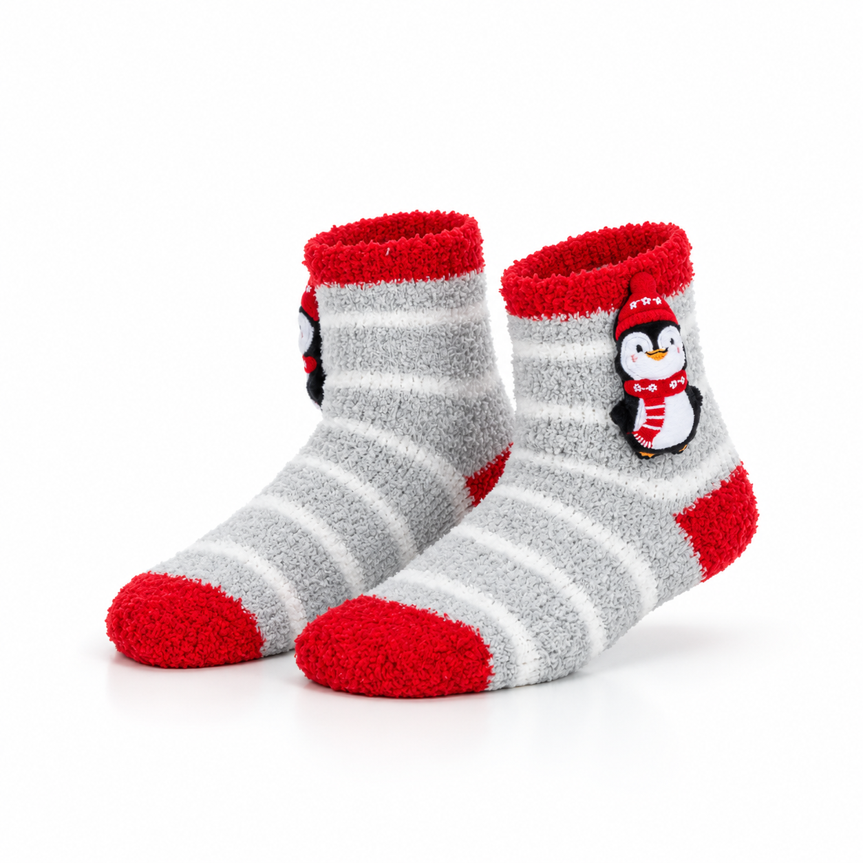 Meias de Natal “Santa Penguin” • Antiderrapantes com Pinguim 3D • Criança