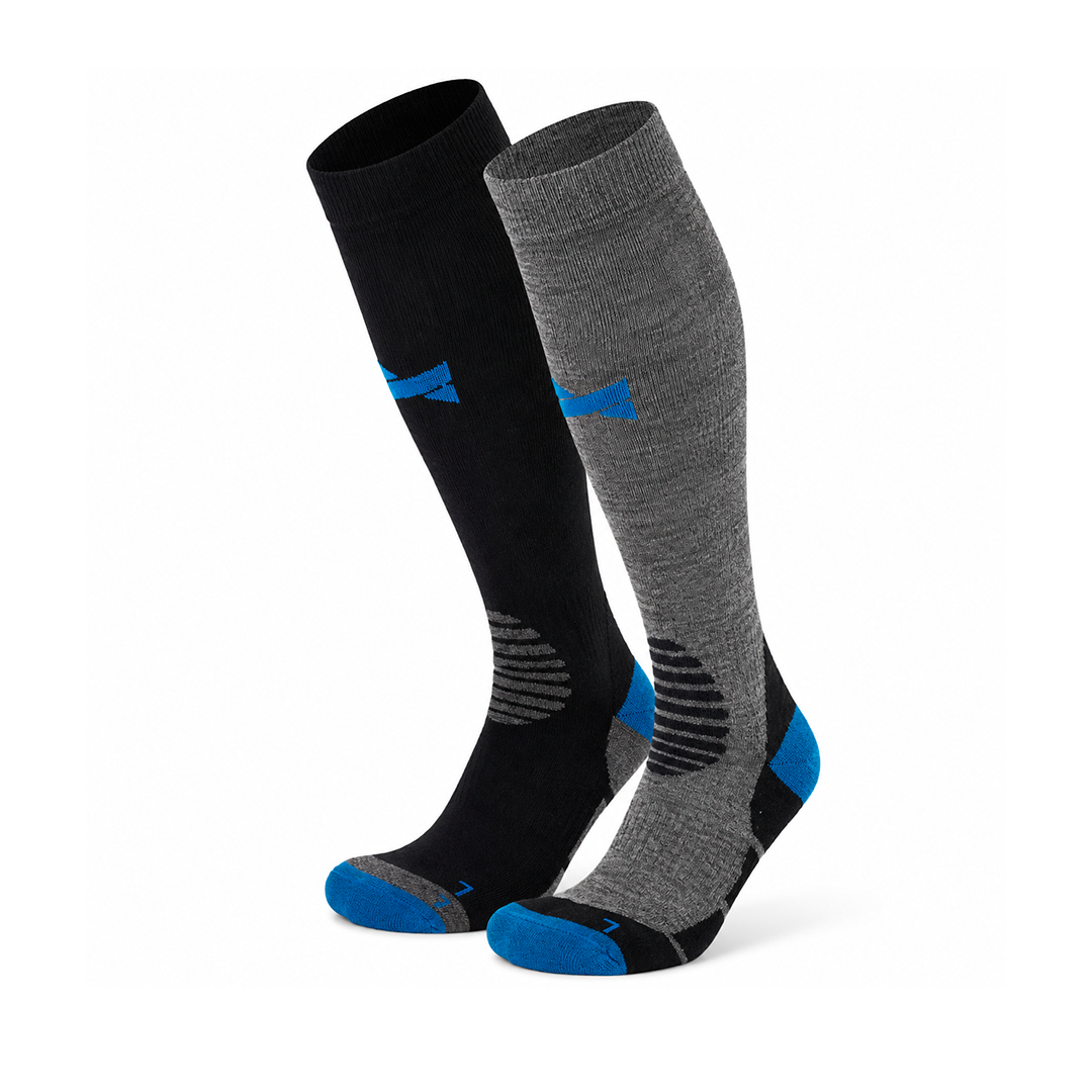 Meias de Compressão em Lã “Merino Pro” • Termorregulação e Suporte • Pack 2 Pares • Multi Cinza
