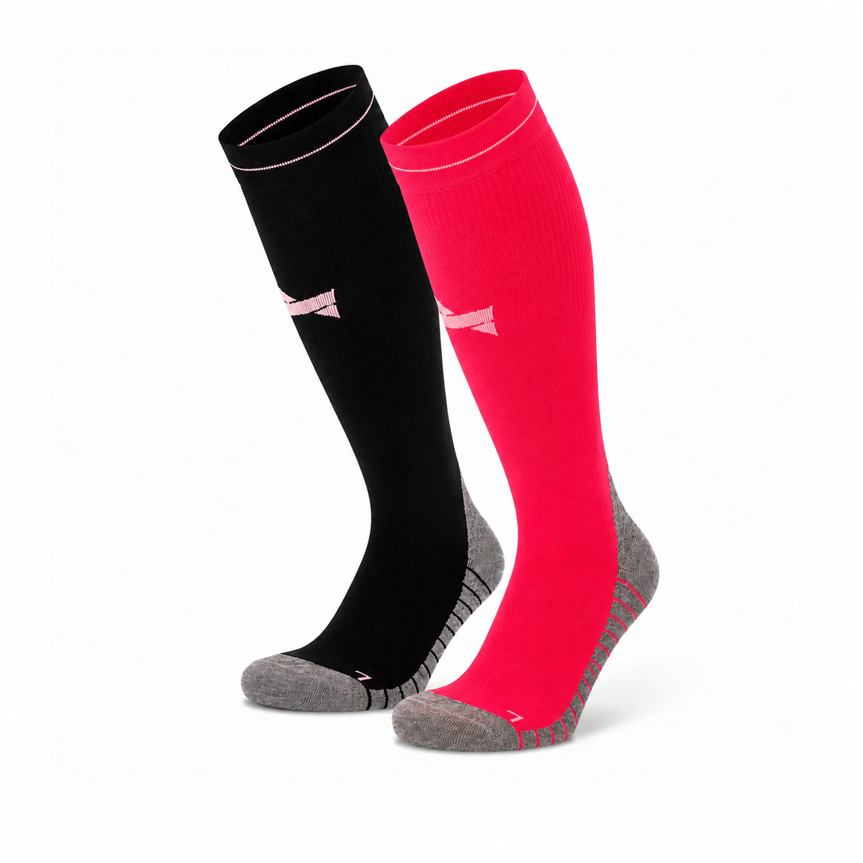 Meias de Compressão “Run Pro” • Estabilidade e Recuperação • Pack 2 Pares • Multi Rosa