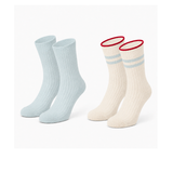 Meias Soft Riscas • Estilo Quente em Malha • Pack 2 Pares Multi Azul