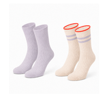 Meias Soft Riscas • Estilo Quente em Malha • Pack 2 Pares Multi Lilás