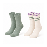 Meias Soft Riscas • Estilo Quente em Malha • Pack 2 Pares Multi Verde