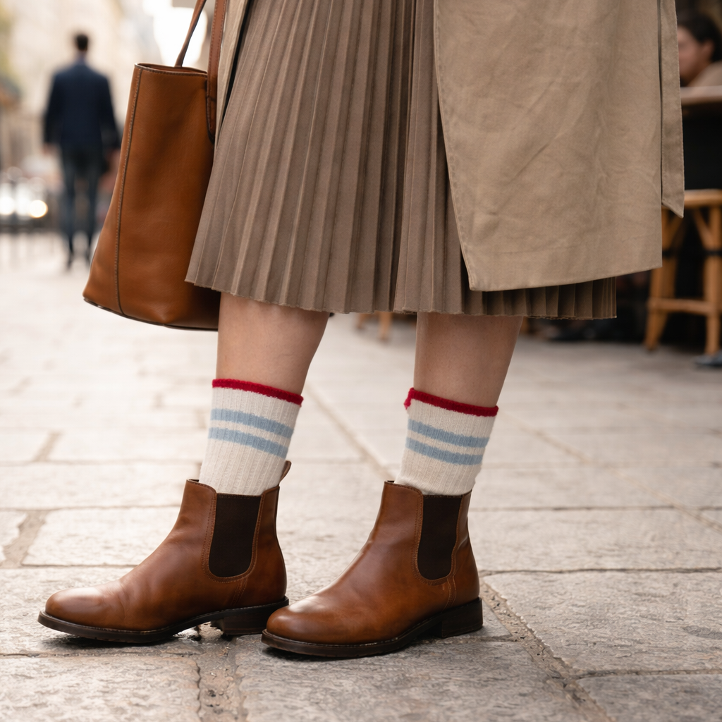 Meias Soft Riscas • Estilo Quente em Malha • Pack 2 Pares Multi Azul