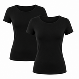 T-Shirts Mulher "Bamboo Touch" • Conforto Natural • Pack 2 • Preto