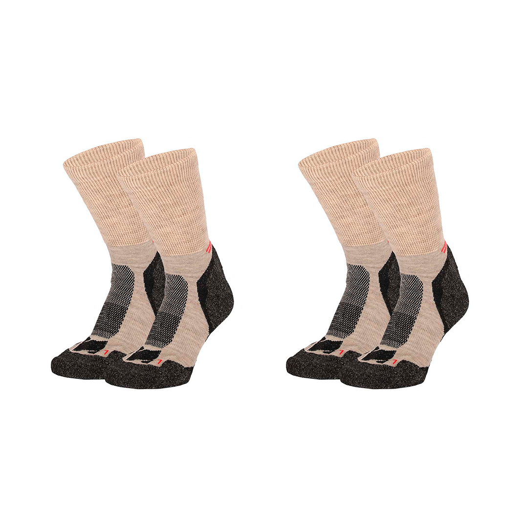 Meias Técnicas em Lã "Merino Trekking" • Termorregulação e Conforto • Pack 2 Pares • Bege